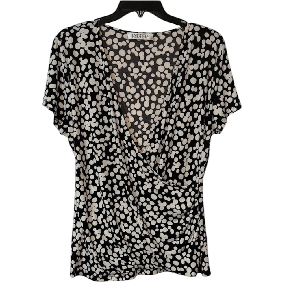 KASPER Black and White Polka Dot Women's Top
